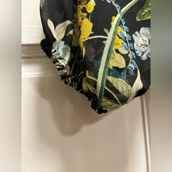 Rickie Freeman for Teri Jon Floral-Print Blouson-Sleeve Chiffon Midi Dress - Picture 7 of 12